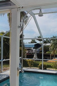 Outdoor shower in the pool area